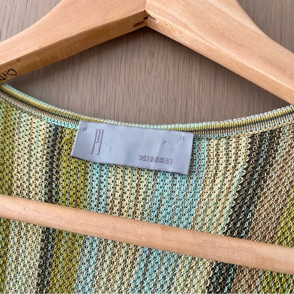 Vintage Missoni mercerized knit striped vest tank top green - Picture 8 of 10